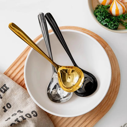 1/6Pc Stainless Steel Thickening Spoon Creative Long Handle Hotel Hot Pot Spoon Soup Ladle Home Kitchen Essential Tools