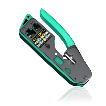 RJ45 Crimp Tool Kit Pass Cat6 Crimping Tool For Cat5 Cat5e Cat6 8P8C Connector, All-in-one Ethernet Crimper