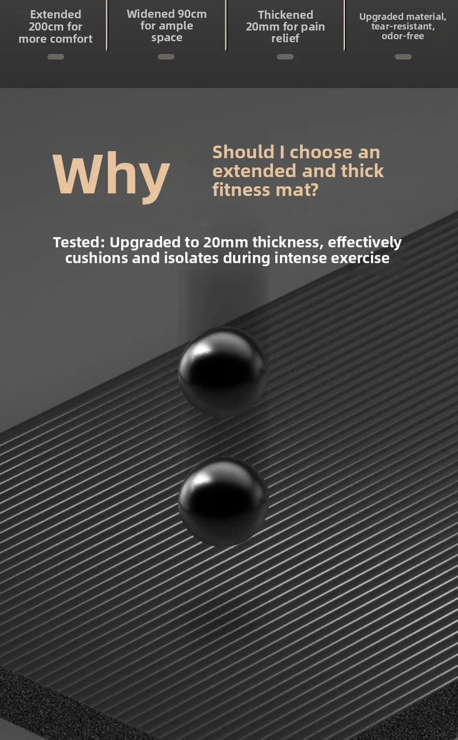 Men's Yoga Mat 20mm Thiened Lengthened And Widened Non-Slip Fitn Exercise Equipment Pure Color Nbr Material Yoga Pad