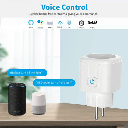 EU 16A/20A Smart Plug WiFi Socket With Power Monitor Timing Function Tuya Smart Life APP Control Works With Alexa Google Home