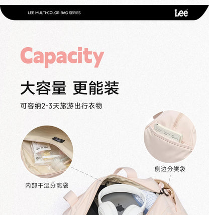 LEE Waterproof Sports Fitness Gym Bag Women Men Large Capacity Yoga Shoe Compartment Dry Pocket Luggage Travel Bag