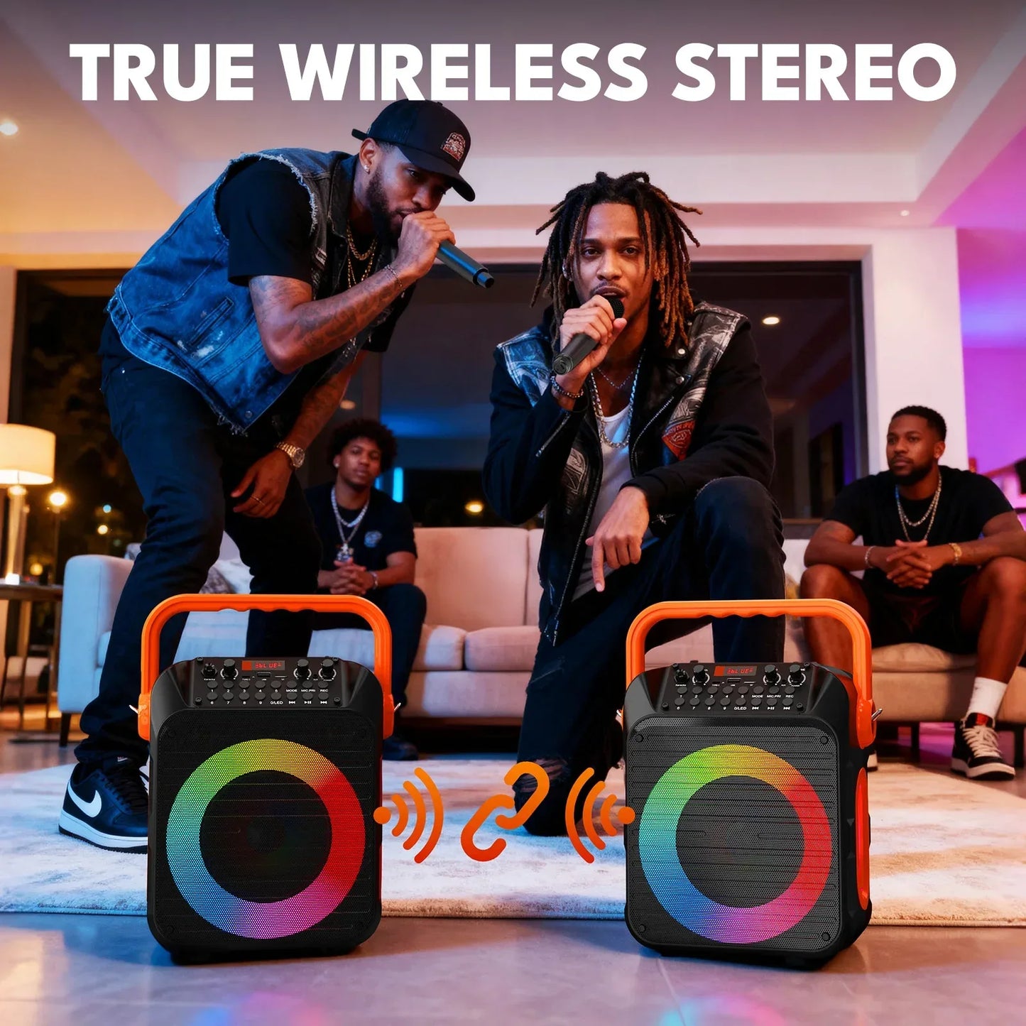 Karaoke Machine for Adults, Karaoke Speaker with Two Wireless Microphones, Portable Bluetooth Speaker PA System for Party, Kara