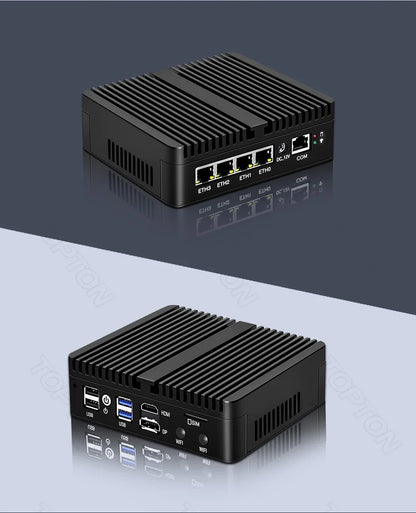 Topton pfSense Firewall Soft Router J6412 J5005 N150 4x i226-V 2.5G LAN NVMe Barebone Fanless Mini PC HDMI2.0 DP AES-NI OPNsense