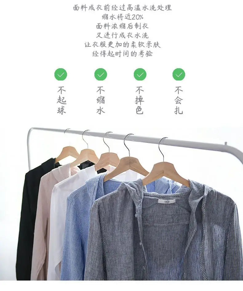 Spring Summer New Hooded Long-sleeved Solid Inen Shirt Trendy Men's Thin Loose Youth Fashionable Cotton Linen Sunscreen Shirt