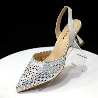 Venus Chan 2023 New INS High-Heeled Pointed Toe Wedding Shoes Colorful Full Diamond Design Shoe and Bag Set for Nigeria Party