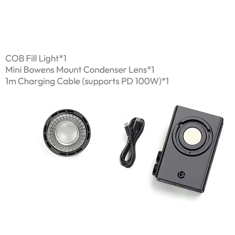 AT82-C01 100W COB Portable Fill Light With Condenser Lens 2700K-6500K Cooling Fan Video Light LED Studio Light