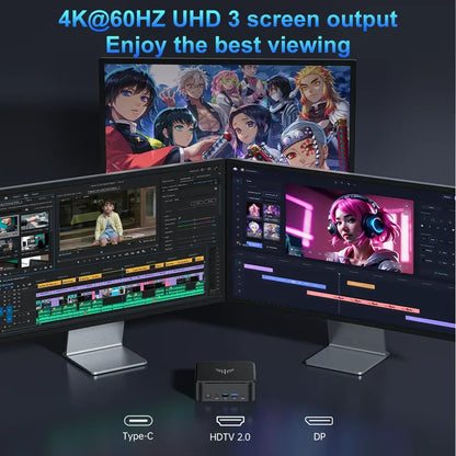 ACEMAGIC Mini PC with AMD Ryzen 5 7430U 16GB DDR4 512GB M.2 SSD Mini Gaming PC with USB Type-C Supports Triple 4K Display
