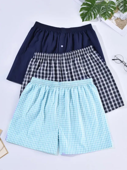 Mens Underwear Boxers Shorts Casual Cotton Sleep Underpants Homewear Men Arrow Panties Striped Plaid Loose Comfortable Underwear
