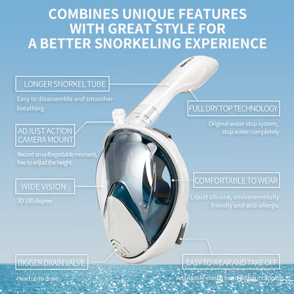 COPOZZ Scuba Underwater Hunting Diving Mask Anti Fog Snorkel Mask Breathing for Gopro Camera Men Women Full Face Mask Adult