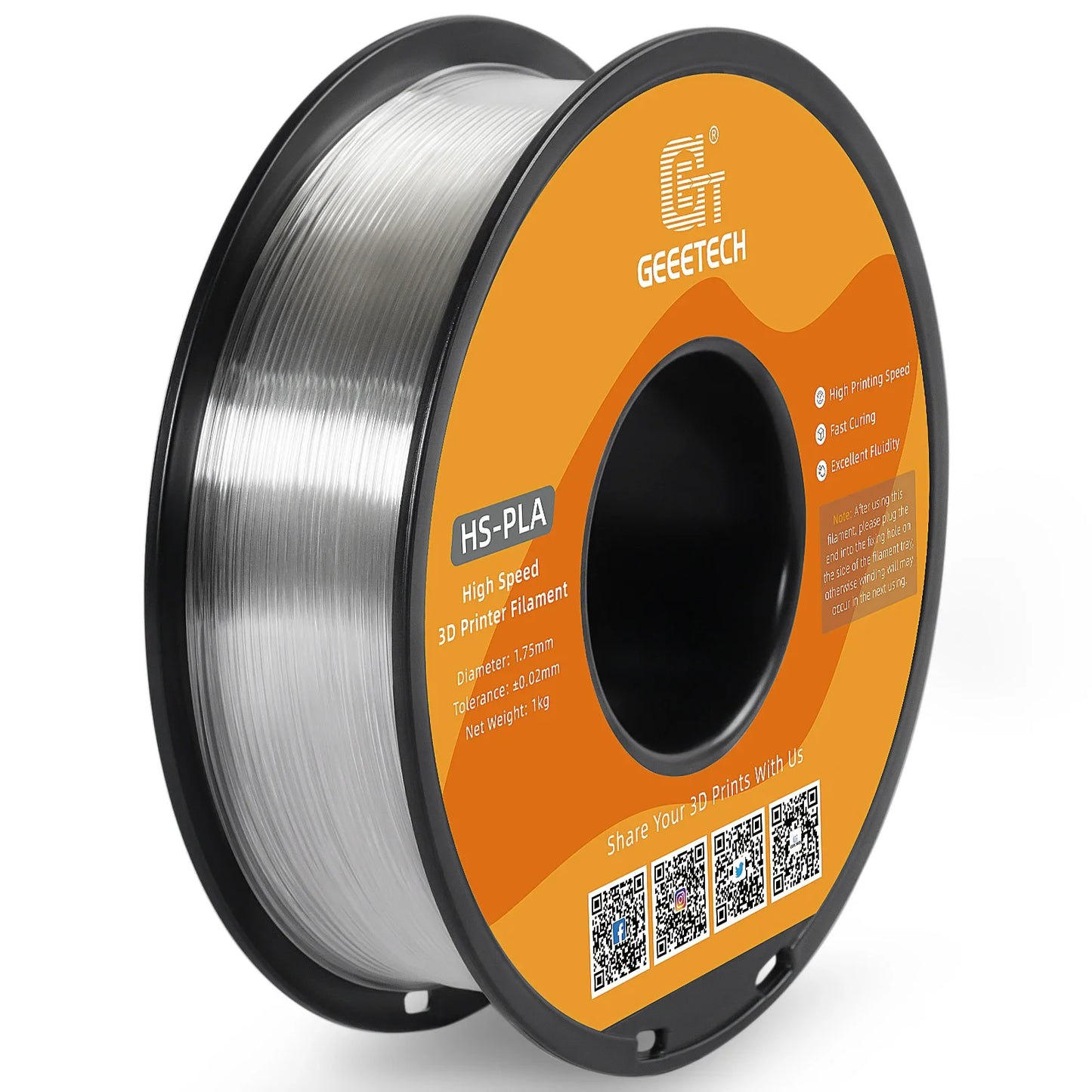 GEEETECH High-Speed PLA Filament 1.75mm 1kg 1 spool,Better Liquidity, Fast Curing, HS-PLA High-Speed 3D Printing Filament