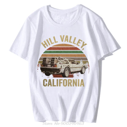 Hill Valley T-shirt, Back to The Future Shirt, Marty Mcfly, Hill valley, Classic Men Cotton Tees Tops Harajuku Streetwear