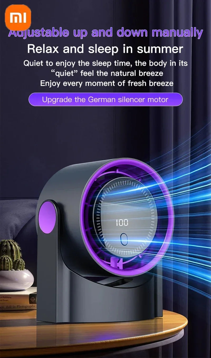Xiaomi Smart Electric Fan 100 Level Bladeless Fan Portable Small Usb Charge Silent Desktop High-speed Circulating Cooling Fan