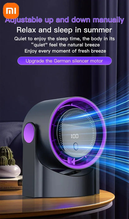 Xiaomi Smart Electric Fan 100 Level Bladeless Fan Portable Small Usb Charge Silent Desktop High-speed Circulating Cooling Fan