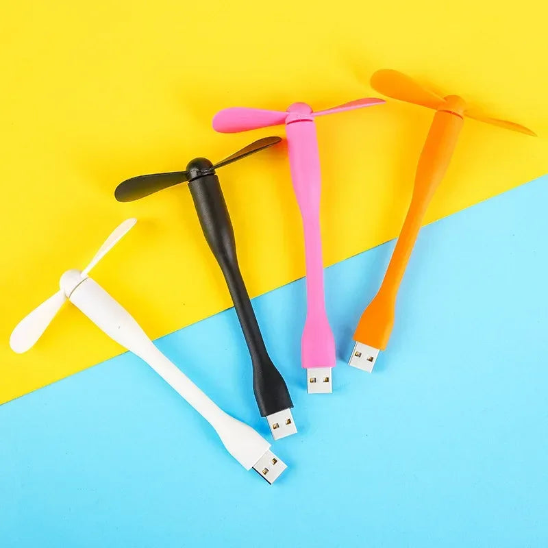 USB Small Fan Flexible Bendable Fan For Power Bank Laptop PC AC Charger Portable Hand Cool Mini Fan For Computer Summer Gadget