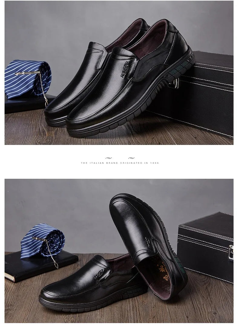 Men's PU Leather Shoes Formal Dress Loafers Large Size Casual Soft Mens Business Comfortable Non-slip Driving Shoes