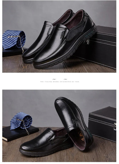 Men's PU Leather Shoes Formal Dress Loafers Large Size Casual Soft Mens Business Comfortable Non-slip Driving Shoes