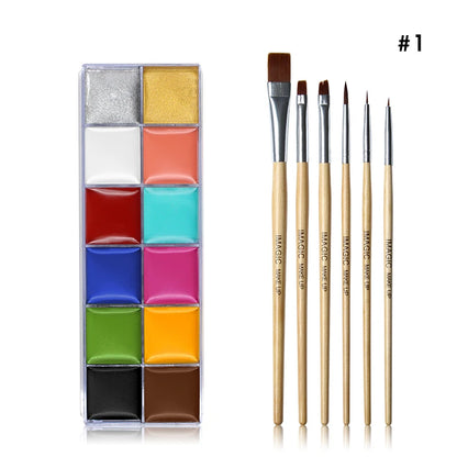 IMAGIC 12Colors Face Body Art Safe Kids Flash Tattoo Painting Halloween Christmas Party Makeup Drawing Pigment Drama Beauty Tool