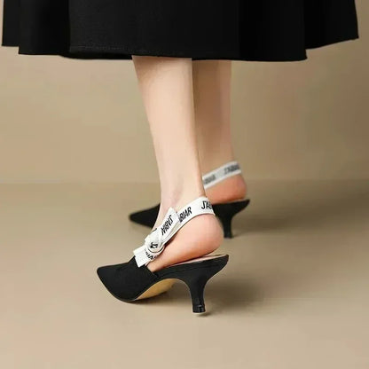 High Heels Women Sexy Sandals Mid Heels Slingback Summer Slippers 2025 Fashion Luxury Pumps New Flip Flops Shallow Mujer Slides