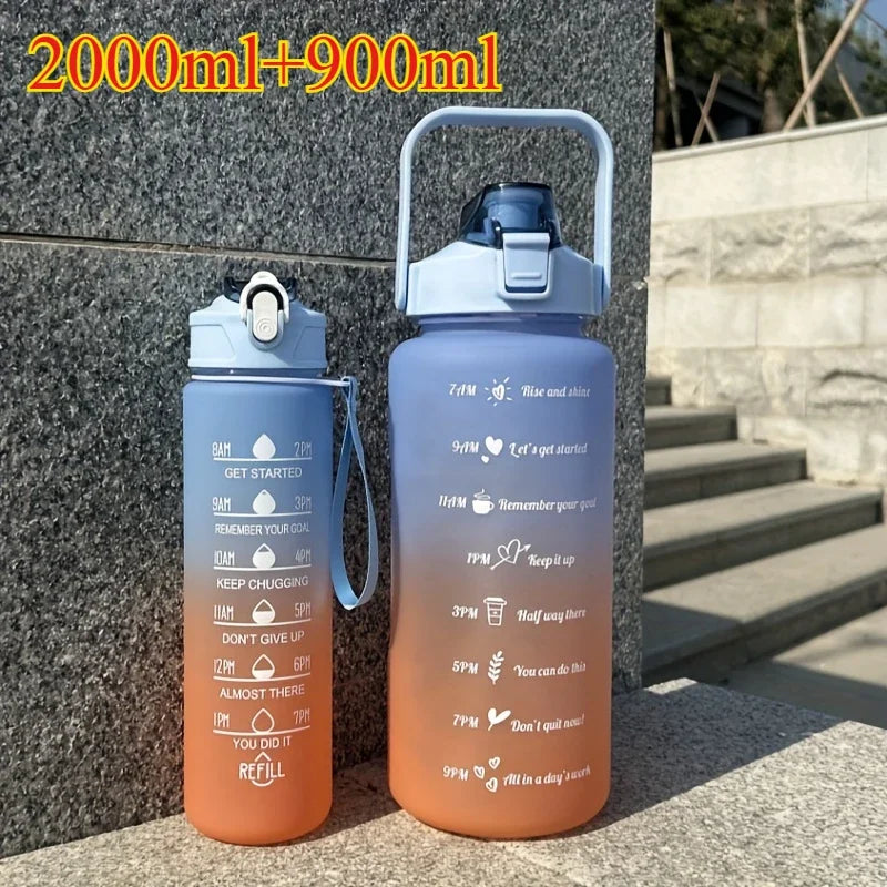 3PCS Sports Water Bottle with Time Marker Leak-proof Cup Motivational Portable Water Bottle for Outdoor Sport Fitness BPA Free