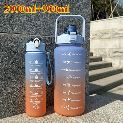 3PCS Sports Water Bottle with Time Marker Leak-proof Cup Motivational Portable Water Bottle for Outdoor Sport Fitness BPA Free