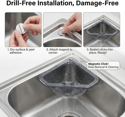 Creative Triangular Sink Drain Basket Transparent Multifunction Kitchen Organizer Hanging Filter Mesh Basket Sink Gadgets