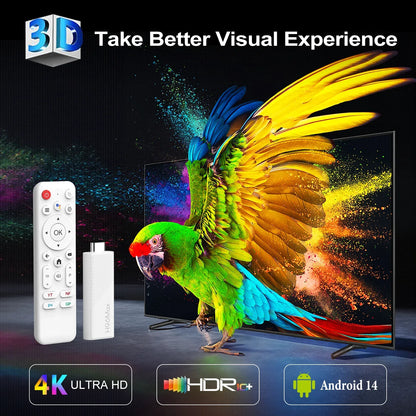 H96 MAX H313 mini TV Stick Android14 Quad Core Wifi6 BT5.0 4K@60fps ATV Launcher Google Voice Assistant Media Player AI TV Stick