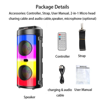 30W Wireless Column Big Power Stereo Portable Bluetooth Speaker Subwoofer Bass Party Speakers with Microphone Family Karaoke USB