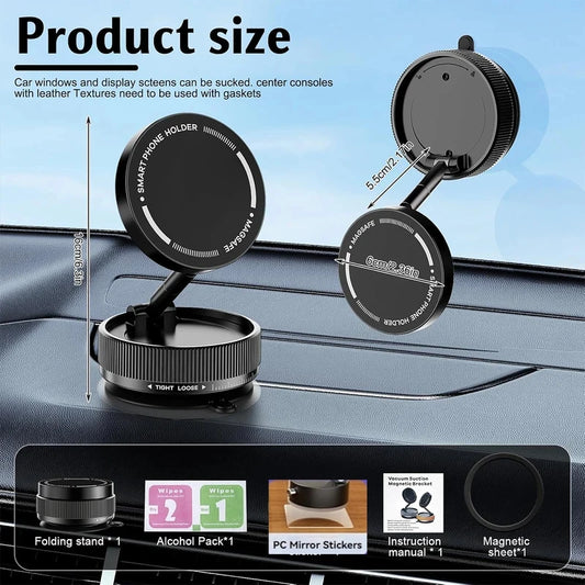 2026 Upgraded 360° Vacuum Magnetic Car Phone Holder for Magsafe 96LBS Strongest Suction 2800gf Car Mount Universal Dashboard Win by PDG ibma