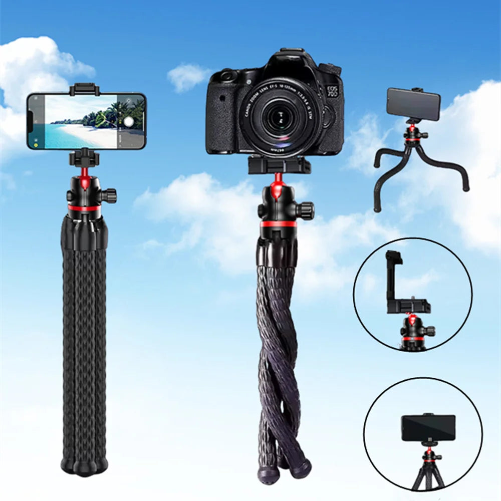 FGCLSY 2025 Flexible Octopus Tripod for iPhone smartphone Camera DSLR 2in1 Design With Phone Holder Side Cold Shoe 1/4'' Screw