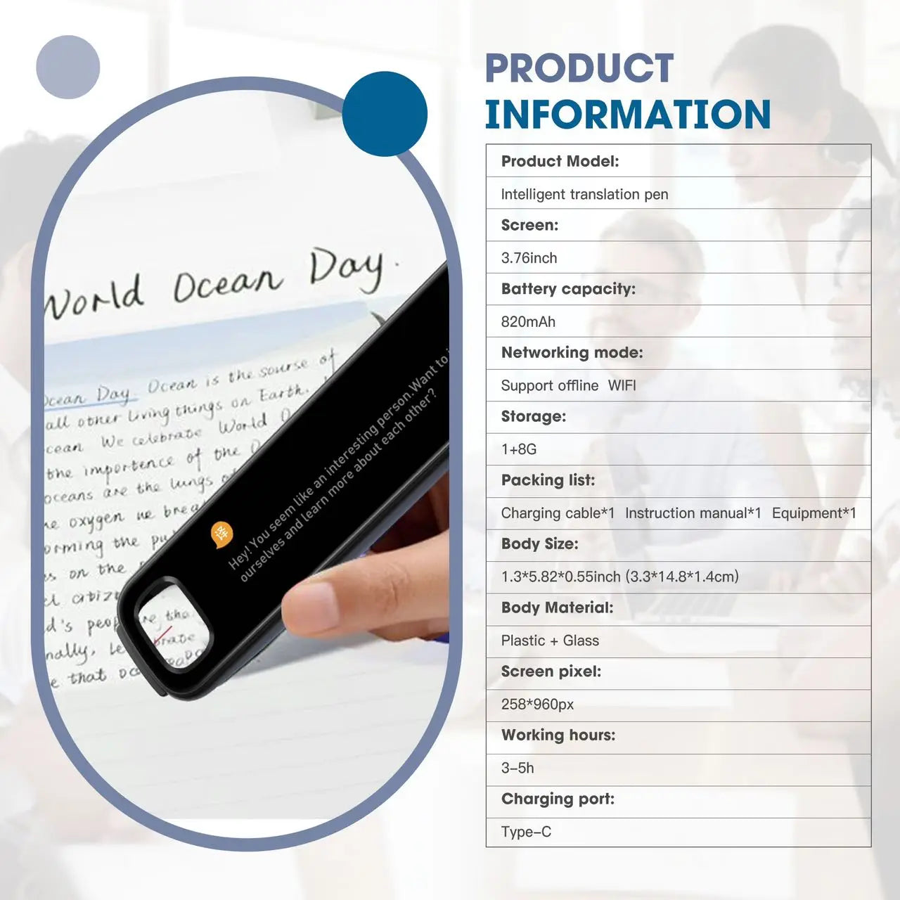 X10 Point Reading Translation Pen 3.76 Inches 142 Language Electronic Voice Scanning Pen Mutual Translation Dictionary Pen