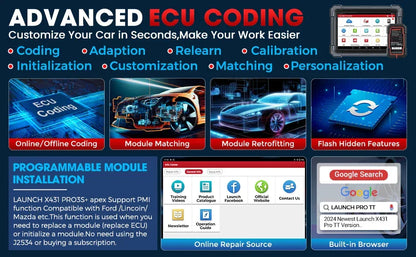 LAUNCH X431 PRO TT Car Diagnostic Tool OBD2 Scanner Full Systems ECU Coding Active Test VAG Guided DBScar VII ADAS Calibration