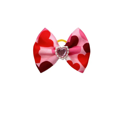 50/100pc Valentine's Day Dog Hair Accessories Diamond Dog Hair Bows Pink Love Style Pet Dog Ribbon Bow Rubber Bands Dog Supplies