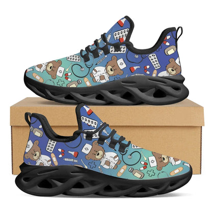 3D Doctor Nurse Dentist Print Flat Shoes Personality Gradient Bear Pattern Sneakers Breathable Lightweight Winter Lace-Up Shoes