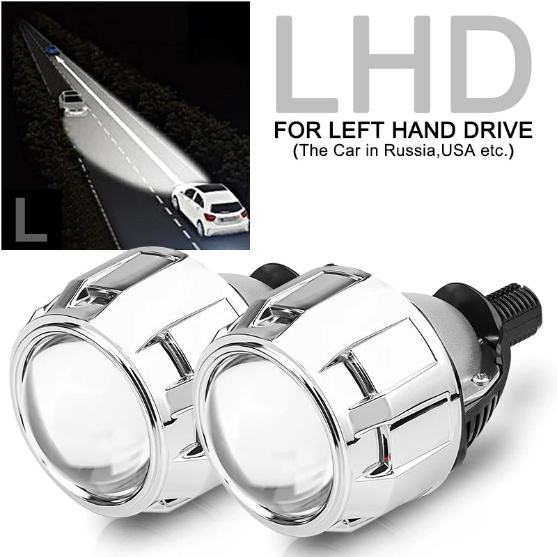 H4 H7 Bi LED Projector Lens 2.5 Inch LED Lights for H4 H7 9005 HB3 9006 HB4 Car Headlight Bulb Hi/Low Beam Retrofit Car Styling