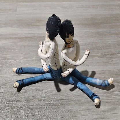 Poupée en peluche cosplay L. Lawliet de Death Note (anime) - Articulée et flexible - Décoration de chambre - Mascotte d'Halloween - Accessoire doux