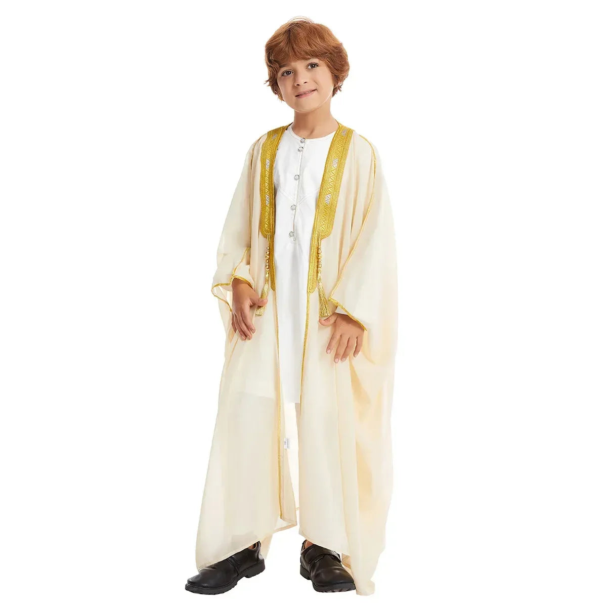 Muslim Saudi Arabian Boy Abaya Children Praying Islamic Clothing Kimono Middle Eastern Teen Dress Dubai New Fashion Classic