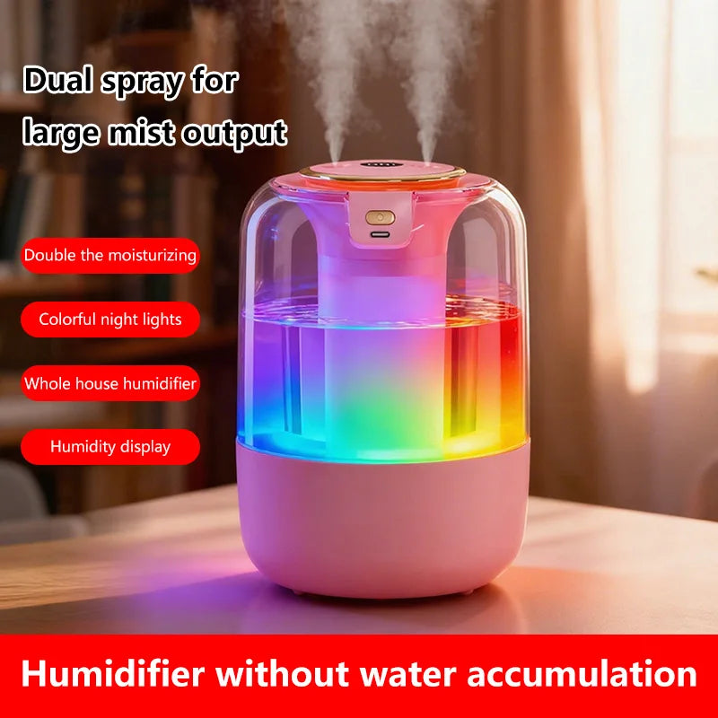 Humidifier USB Double Spray Quiet 2L Large Capacity Humidifier Home Dormitory Office Bedroom Desktop with Night Light
