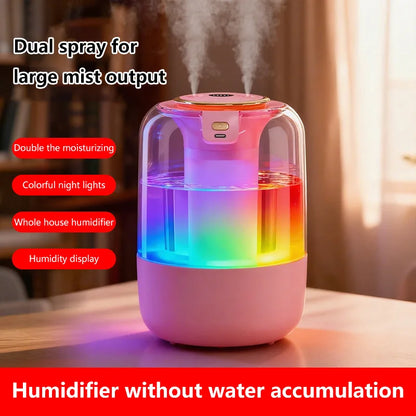 Humidifier USB Double Spray Quiet 2L Large Capacity Humidifier Home Dormitory Office Bedroom Desktop with Night Light