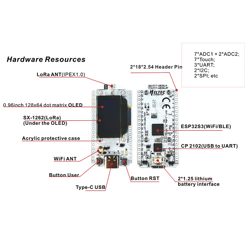 Heltec WiFi LoRa 32 V3 Dev-board with SX1262 and ESP32-S3FN8 Chip OLED, Meshtastic Mesh Network Paxcounter Support Heltec v3