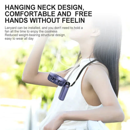 2026 New Handheld Mini Fan Foldable Neck Hanging Fans 5 Speed USB Rechargeable Fan with Phone Stand and Display Screen 1800mAh