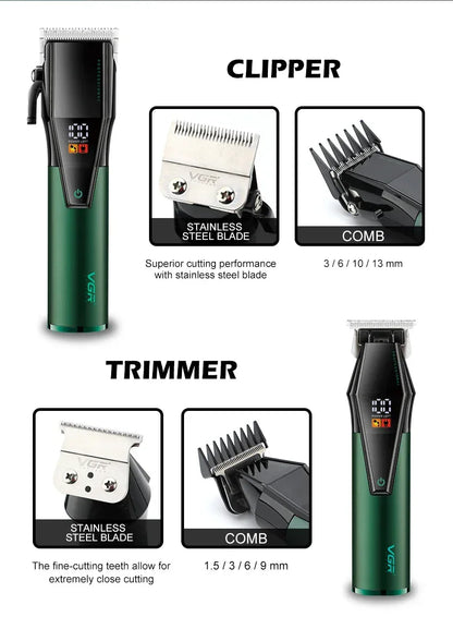 VGR Hair Trimmer Professional Barber Haircut Machine Adjustable Hair Clipper Cordless Hair Cutting Machine Trimmer for Men V-677