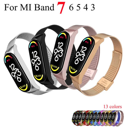 Metal Strap bracelet for Xiaomi mi band 7 6 5 3 4 strap Stainless Steel MiBand 4 Smart Wrist Strap for xiao mi miband 4 3 straps