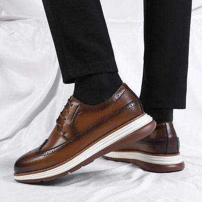 Men's Casual Leather Thick Soled Simple Walking Shoes Fashion Oxford Shoes High End British Style Office Business Dress Shoes