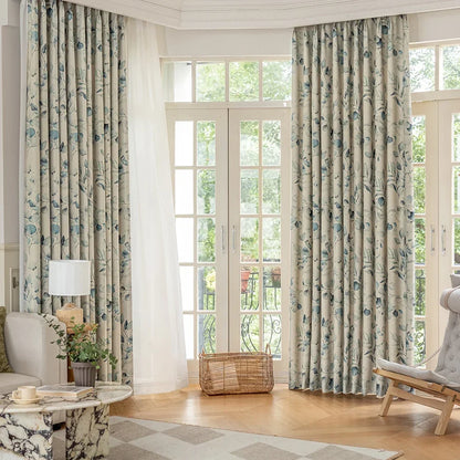 LEEJOOM Green Leaves Printed Blackout Curtain Window Blinds for Living Room Bedroom French Window 1PC