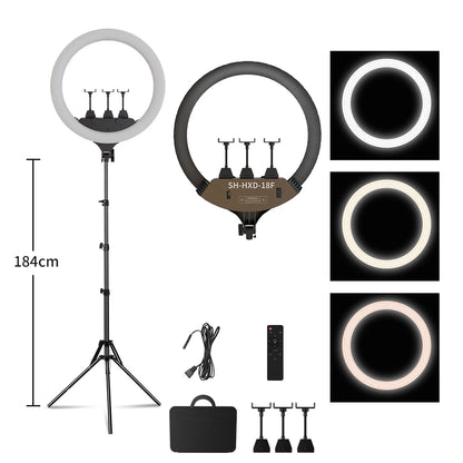 SH Ring Light 18inch Kit 36W 6500K Professional LED Control Stand Phone Holder Tube  Bag for Tattoo Lash Extension Barber Light