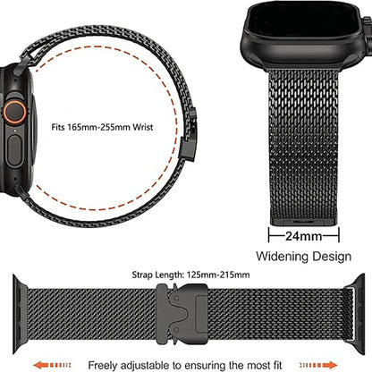 100% Titanium Band for Apple Watch Ultra 3/2 49mm Series 11 10 9 8 7 6 SE 3 Natural Titanium Milanese Loop Strap for iWatch 46mm