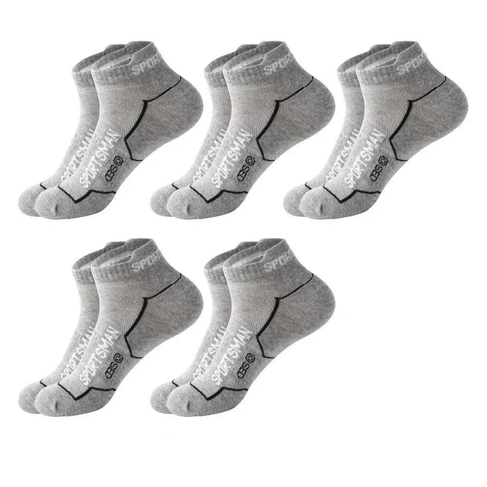 5 Pairs Men's Short Socks Sweat Absorbent and Odorous Basketball Running Sports Socks Breathable Mesh Men's Socks
