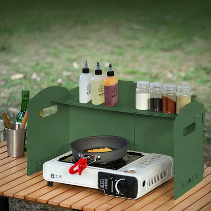 Four-Fold Gas Stove Windproof Screen Foldable Gas Stove Windshield Portable Camping Picnic Cooking Burner Wind Shield for BBQ