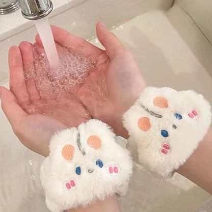 Cartoon Reusable Face Wash Hand Wrist Strap 1Pair Sweat Band Towel Band Flexible Absorbent Wrist Strap for Face Wash Comfortable