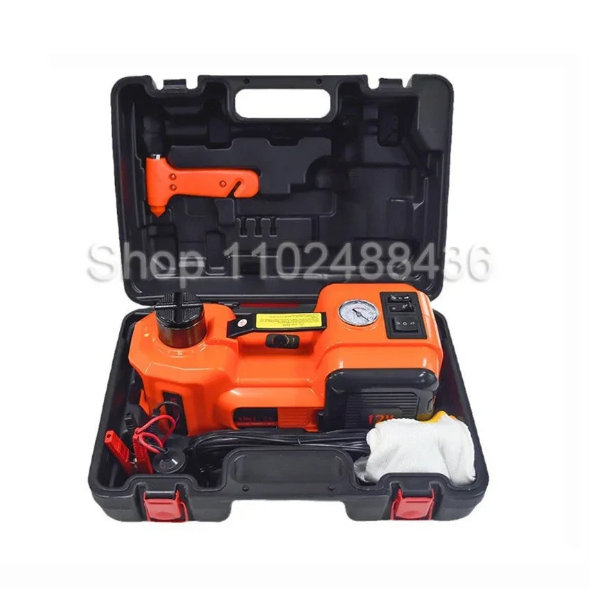 12V 5T Electric Car Hydraulic Jack with Tire Inflator Pump and LED Light  3 in 1 Lift jacks With Safe Hammer Tool Kit
